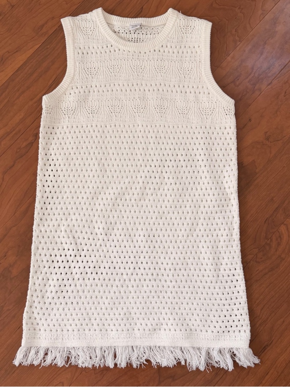 Anna and Ava Women's White Crochet Knit Sleeveless Dress Swim Cover Up Large/ XL